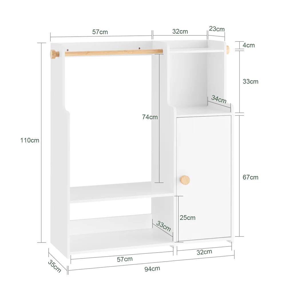 Tøjstativ til børneværelset, L71xB40xH110 cm, hvid