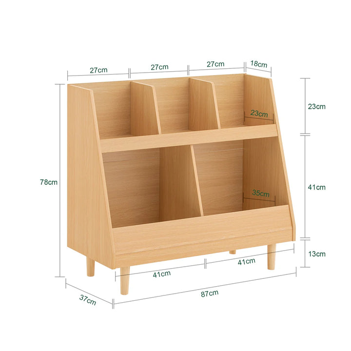 Bogreol til børneværelset, B37xH78xL87cm, naturfarvet
