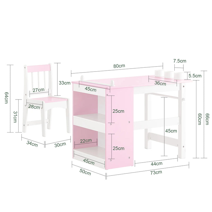 Kreativt bord- og stolesæt til børn med penneholdere og papirrulle