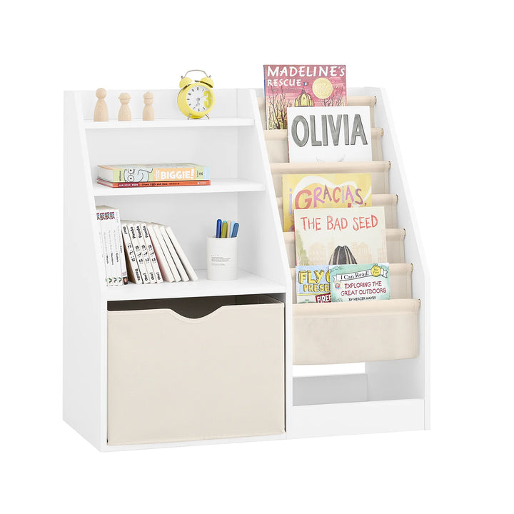 Hold børneværelset ryddeligt med denne funktionelle bogreol (B80 x D40 x H80 cm) i hvid