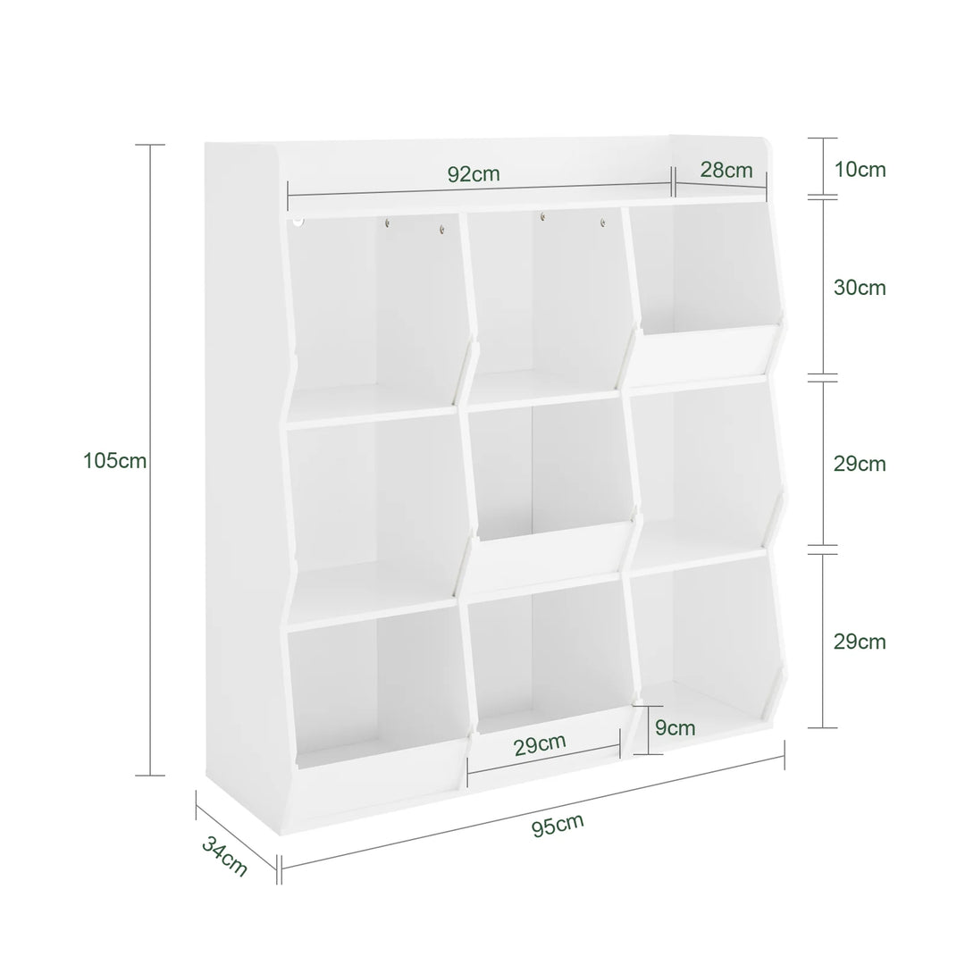 Montessori bogreol til børn: skab orden og selvstændighed, 95x34x105 cm, hvid