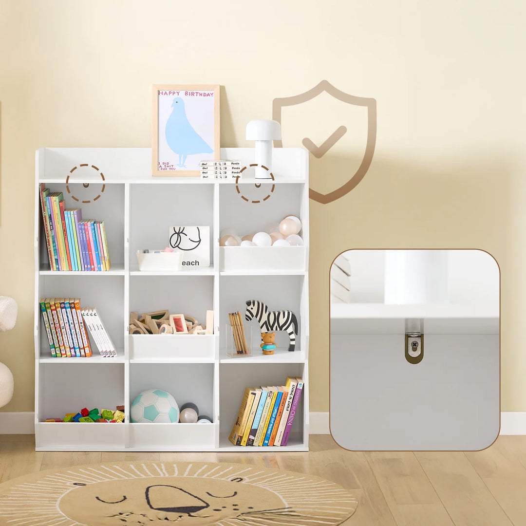 Montessori bogreol til børn: skab orden og selvstændighed, 95x34x105 cm, hvid