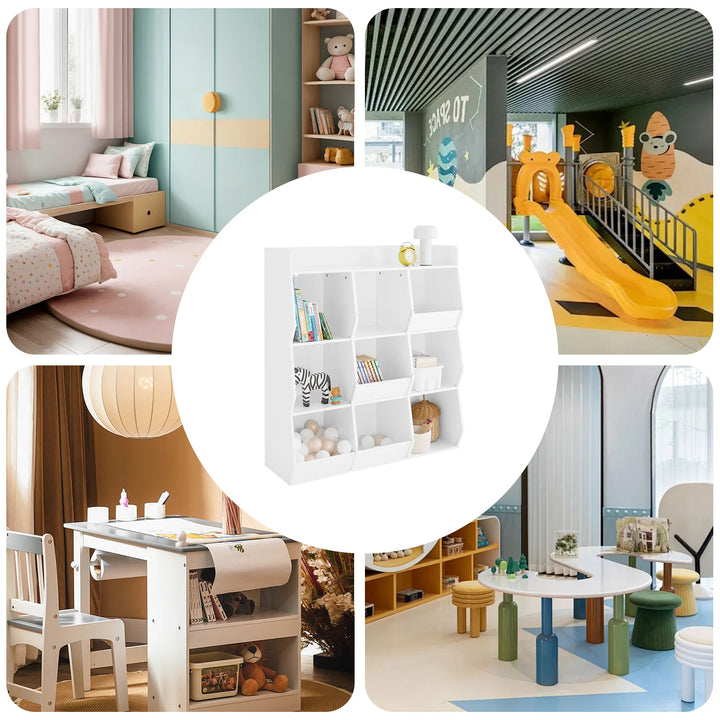 Montessori bogreol til børn: skab orden og selvstændighed, 95x34x105 cm, hvid