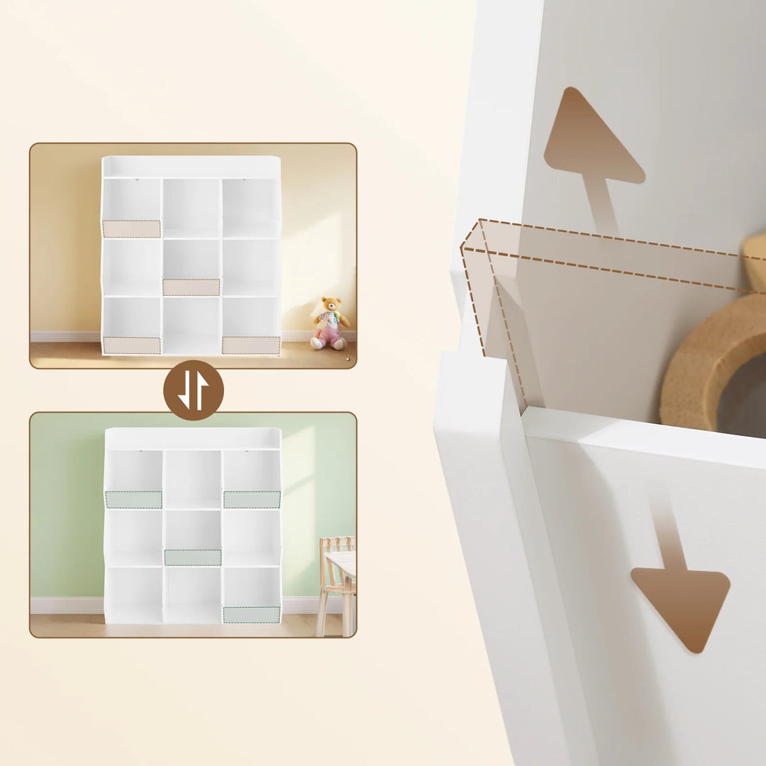 Montessori bogreol til børn: skab orden og selvstændighed, 95x34x105 cm, hvid