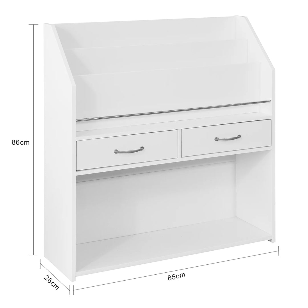 Børnebogsreol, skandi-llok, B85 x D26 x H86 cm, hvid