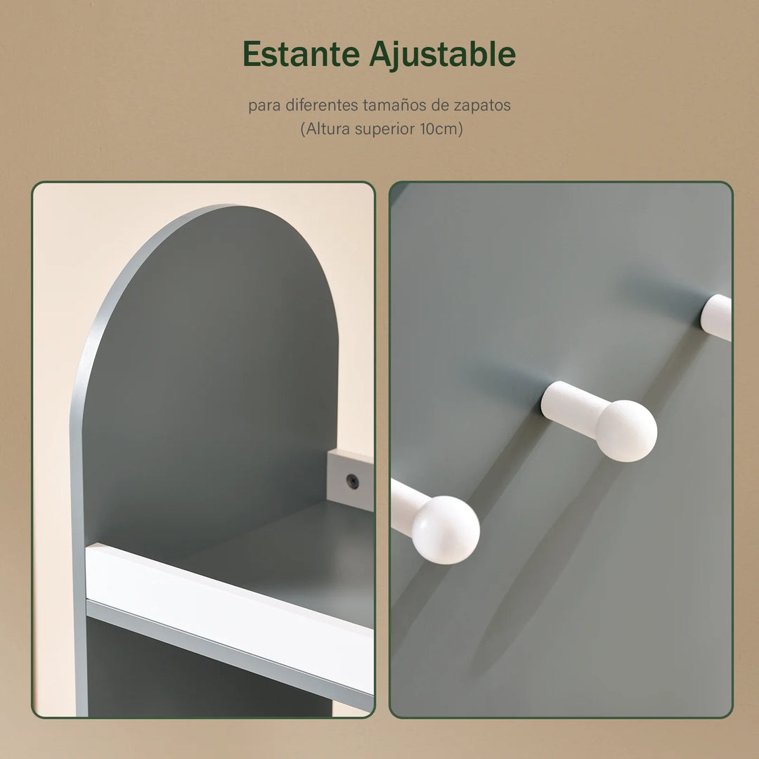 Garderobestativ til børn, 97x35x108 cm, grå