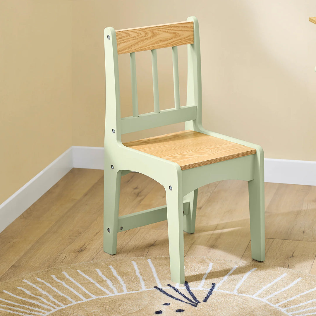 Børnebord og stol sæt med papirrulleholder – grøn, 80 x 66 x 50 cm