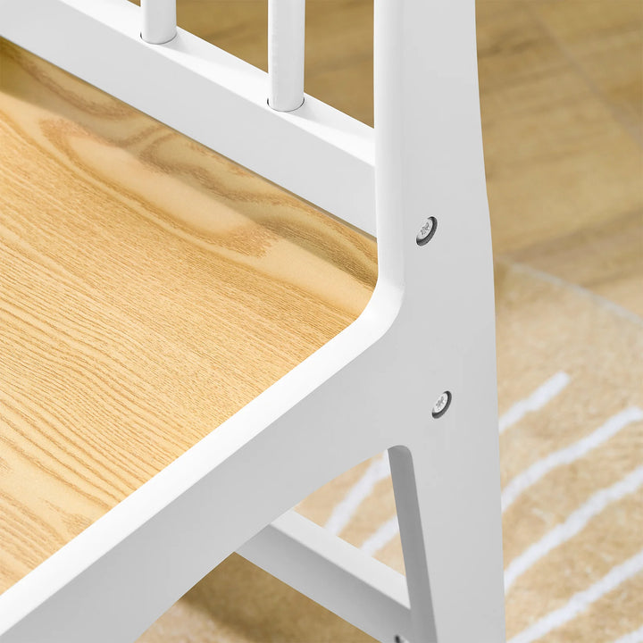 Børnebord og stol sæt med opbevaringshylder og papirrulleholder – hvid og naturel, 80x50x66 cm