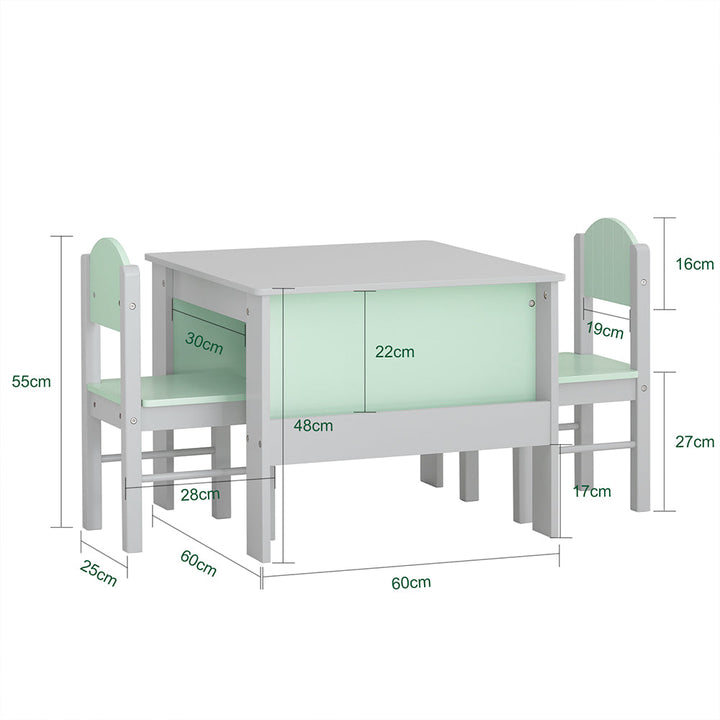 Børnebordsæt - til at skabe hygge og orden, lysegrå og grøn