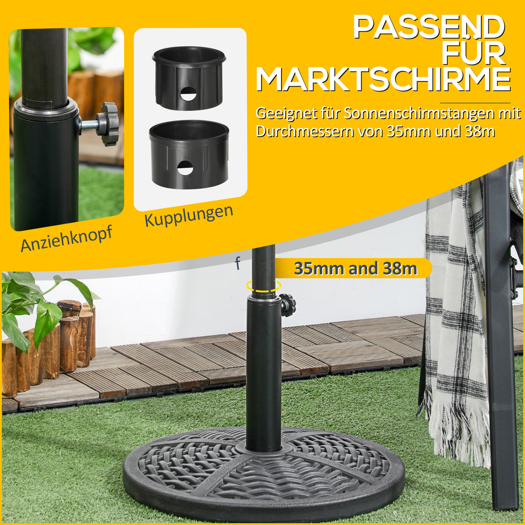 Beton parasolfod, parasolstativ med stålrør, rund parasolholder, til altan, terrasse, have, sort