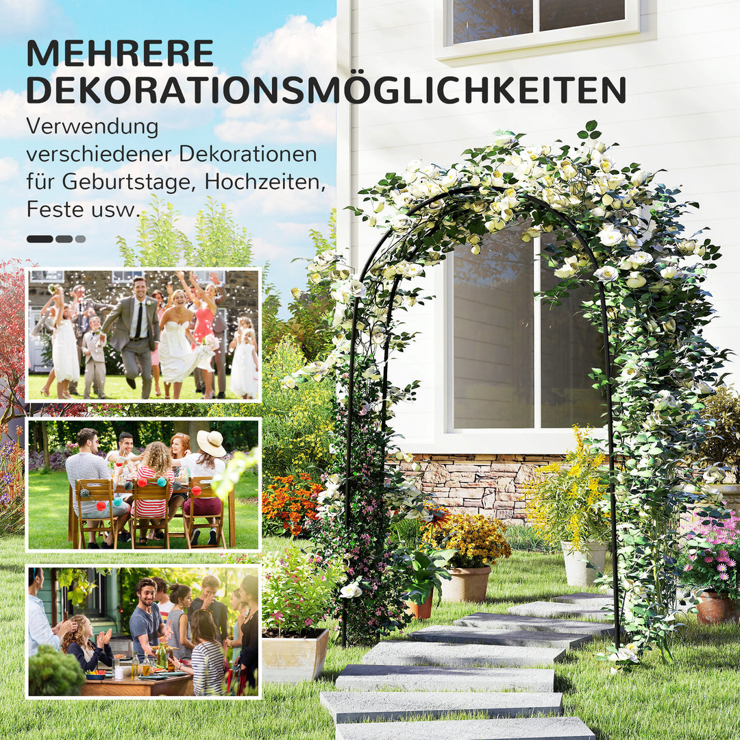 Rogenbogen havebue, vintage design, 125 x 37 x 230 cm, sort