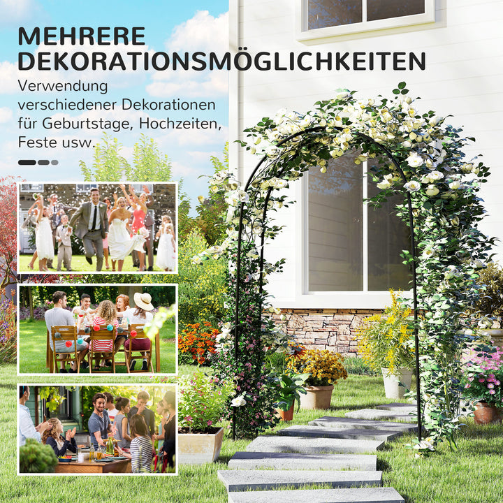 Rogenbogen havebue, vintage design, 125 x 37 x 230 cm, sort