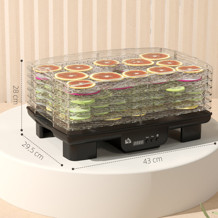 Dehydrator, 6 niveauer, varmluftcirkulation, 40-70°c, 43 x 29,5 x 28 cm, sort