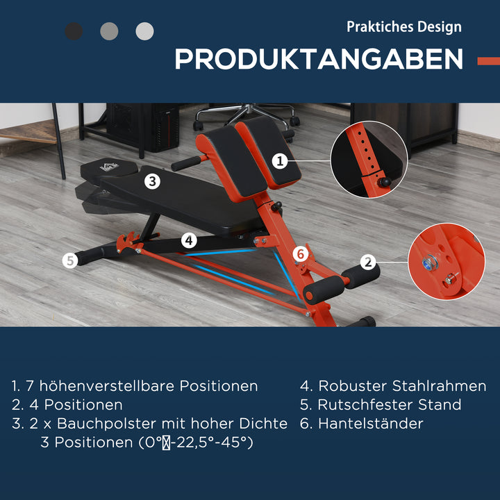Vægtbænk fitnessbænk skråbænk multifunktionel mavetræner justerbar stål sort 64 x 146 x 73,5-85 cm