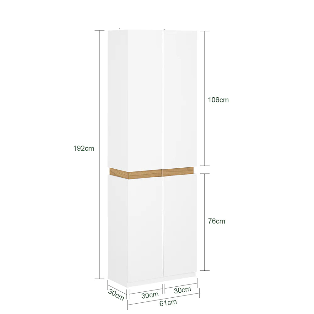 Garderobeskab i minimalistisk, skandinavisk stil, L61xB30xH192 cm, hvid