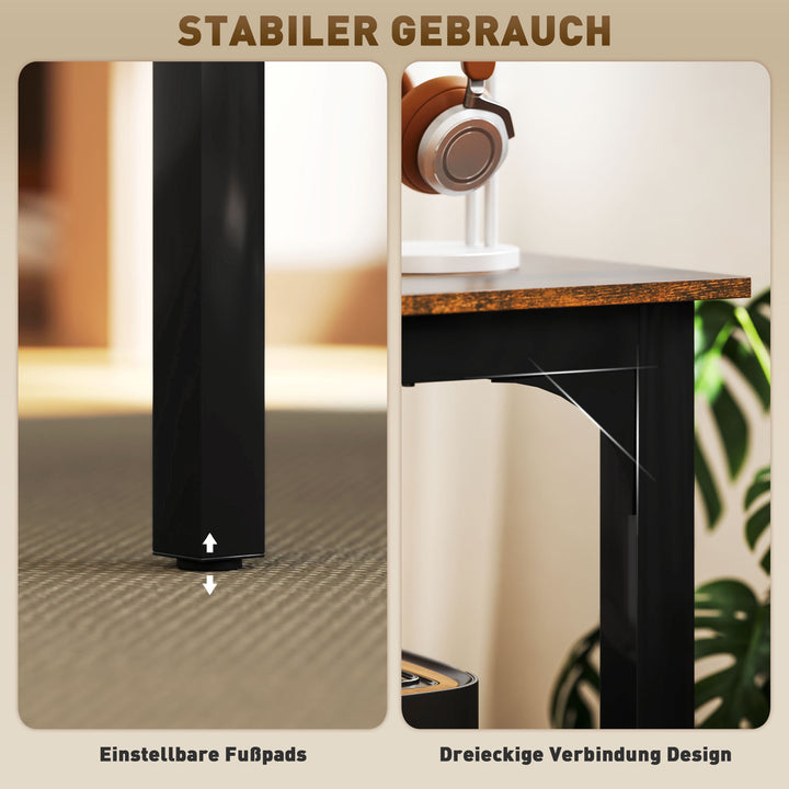 Skrivebord, computerbord, rustikt design, masser af plads, spånplade, brun