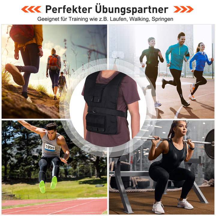 Vægtvest 15 kg / 20 kg / 30 kg justerbar træningsvest med aftagelige vægte løbevest kvinder mænd til muskelopbygning styrketræning, løb, fitness, crosstraining