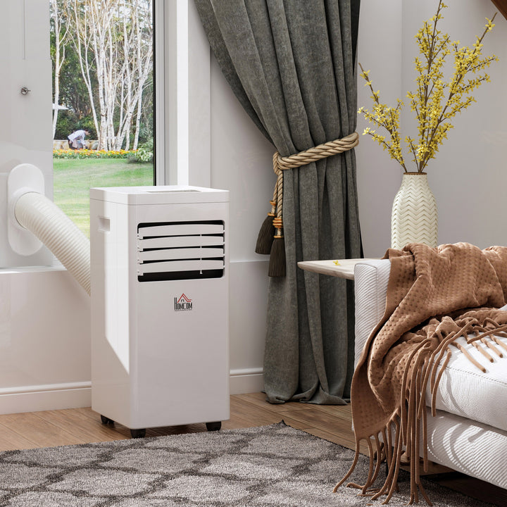 Bærbart klimaanlæg, 7000 BTU 3-i-1 enhed - køling, affugtning og ventilation - affugter, ventilator, med fjernbetjening, 24-timers timer, 2 hastighedsindstillinger, til 10-26 m², hvid