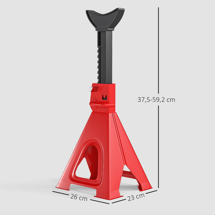 Donkraft 6 ton lasteevne 2 stk. støtteben inklusive 2 sikkerhedsstifter højdejusterbare rød