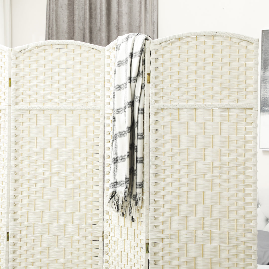 Rumdeler, 4-panels foldbar skillevæg, vævet mønster, fyrretræ, hvid