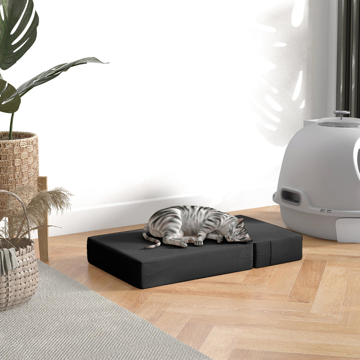 Kæledyrstrapper dyremåtte 2 trin sammenklappelig hundetrappe trappemåtte til katte og hunde sort l45 x b39 x h20 cm