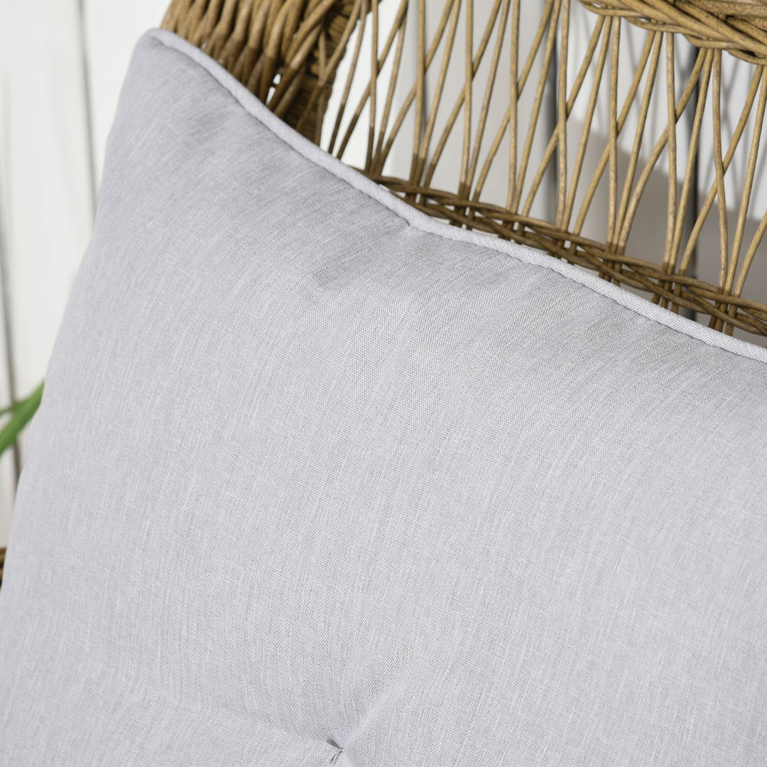 Gyngestol i bohemestil, PE-rattan, gyngestol i rattan, vaskbare hyndebetræk, natur + lysegrå