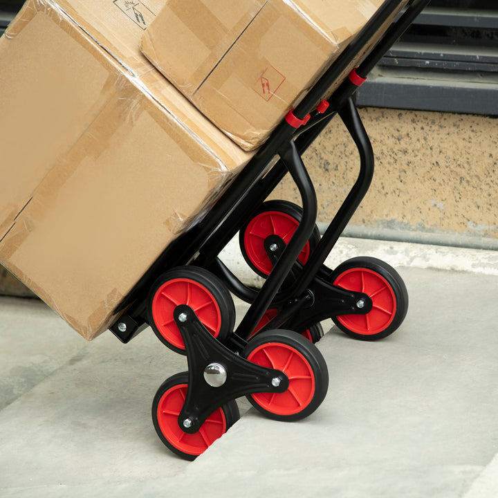 Sammenklappelig trappevogn med stålramme, maks. 120 kg, 105,5 cm, transportvogn til flytning, værksted, lager, rød
