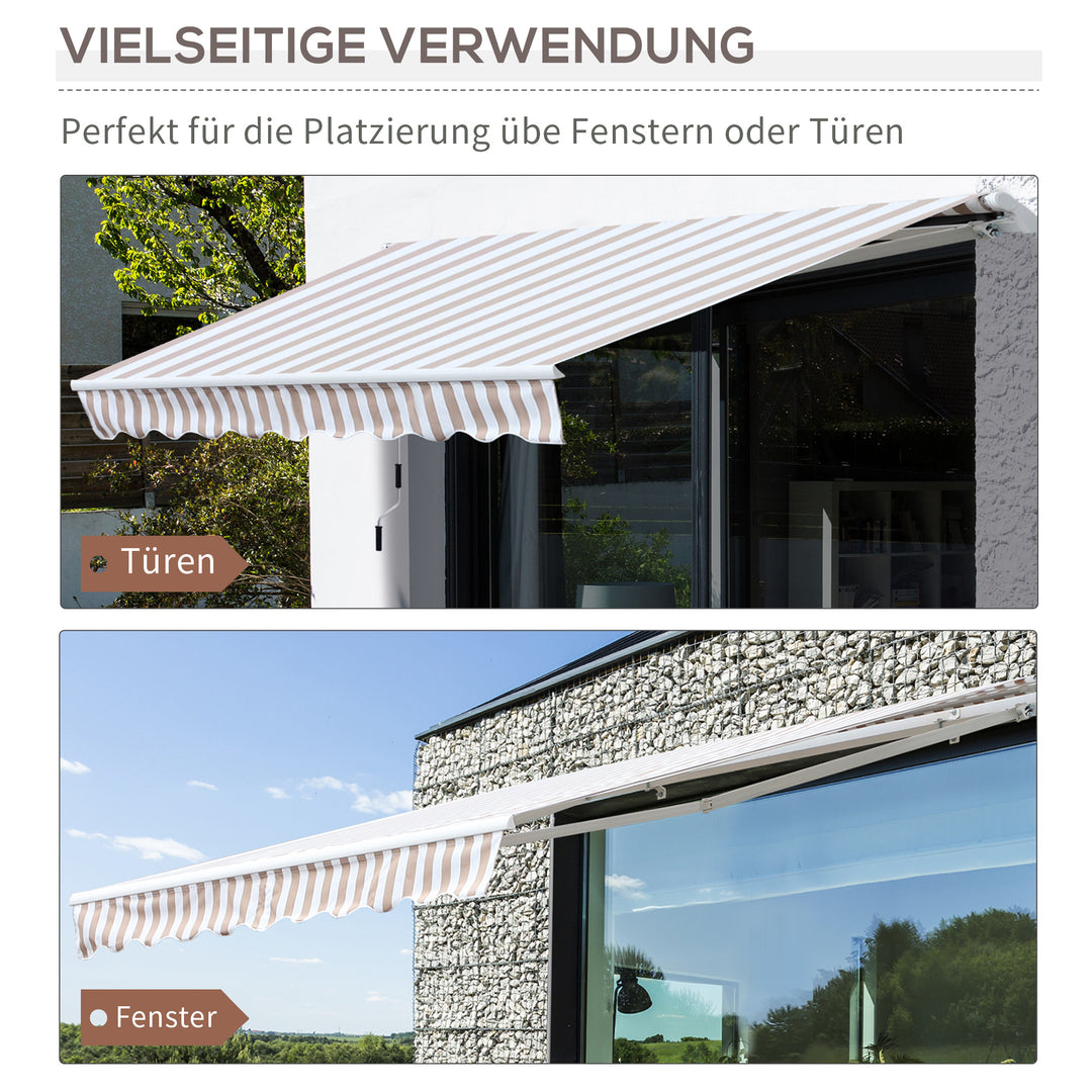 Markise med håndsving, foldearmsmarkise, solafskærmning, vægmontering, balkon, aluminium Berge 3 x 2,5 m