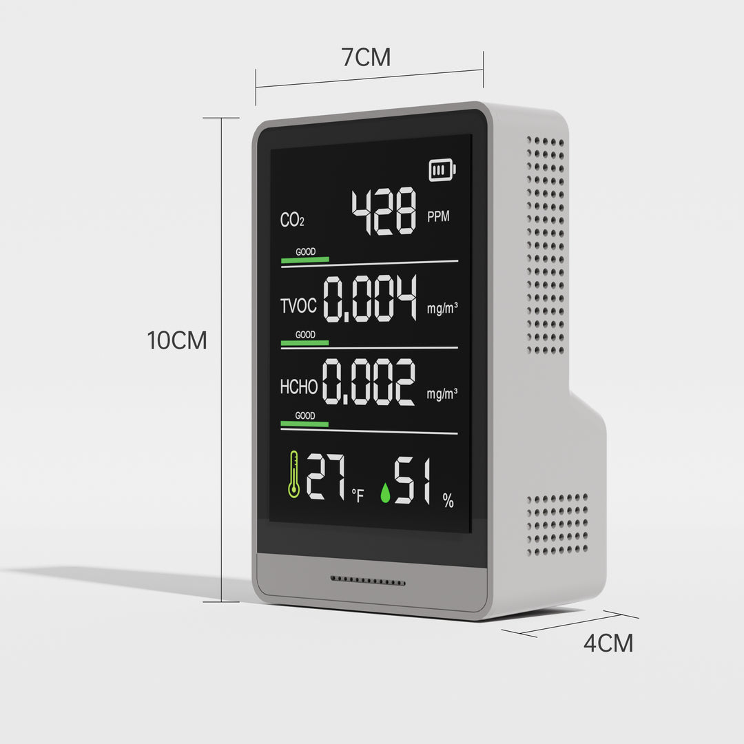 BOOSTER AK3 3 i 1 luftkvalitetsmåler formaldehyddetektor USB genopladelig indendørs udendørs PM2.5 PM10 HCHO TVOC temperatur- og fugtighedsmåler