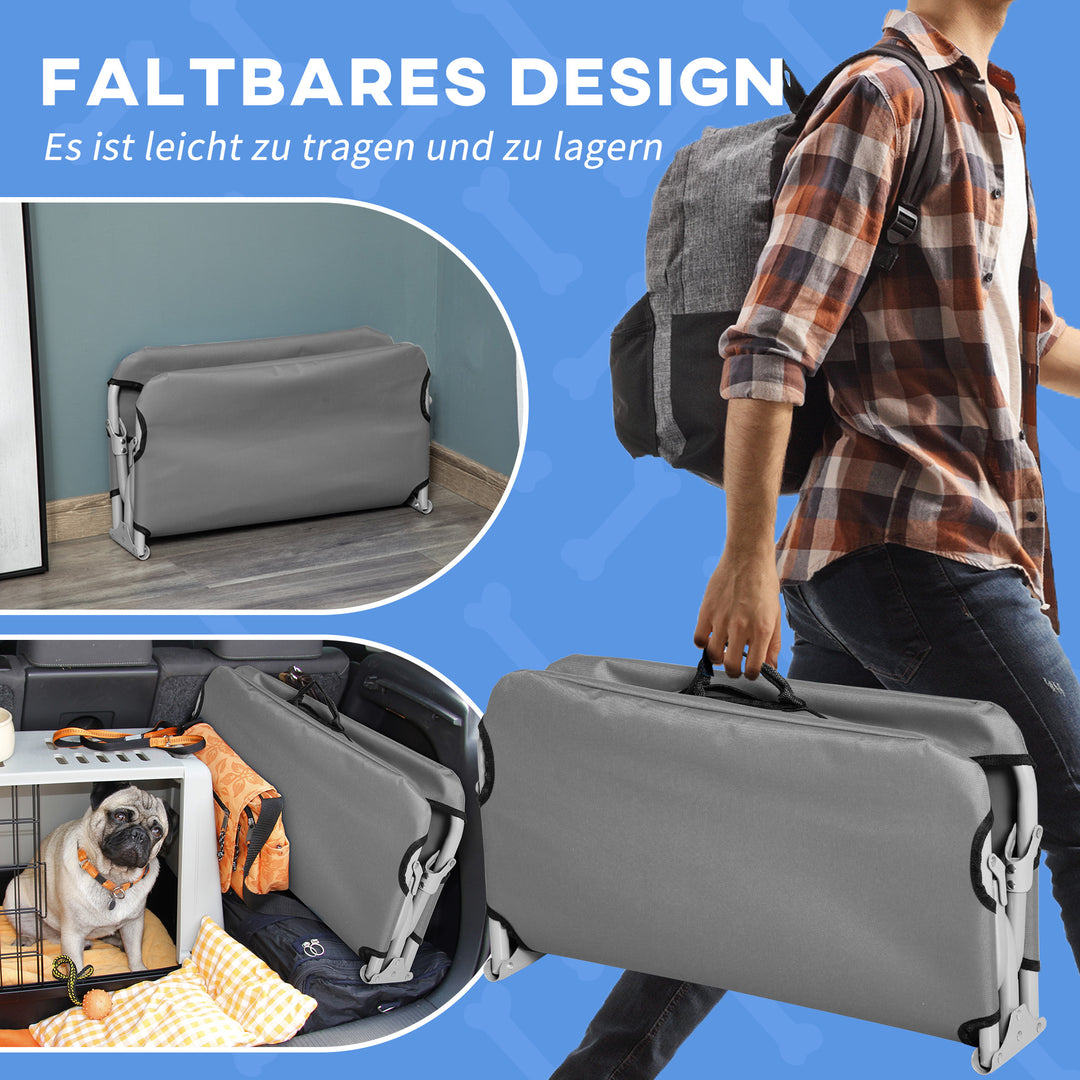 Hundeseng, foldbar, robust og komfortabel, op til 10 kg, 71 x 58 x 20 cm, grå