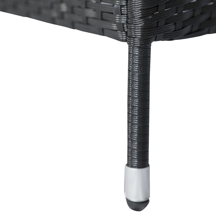 Havebænk polyrattan 2-personers uv-bestandig bænk med bordhynde ryglæn havemøbler parkbænk op til 240 kg lasteevne balkonbænk til haveterrasse balkon 133x63x84cm, sort