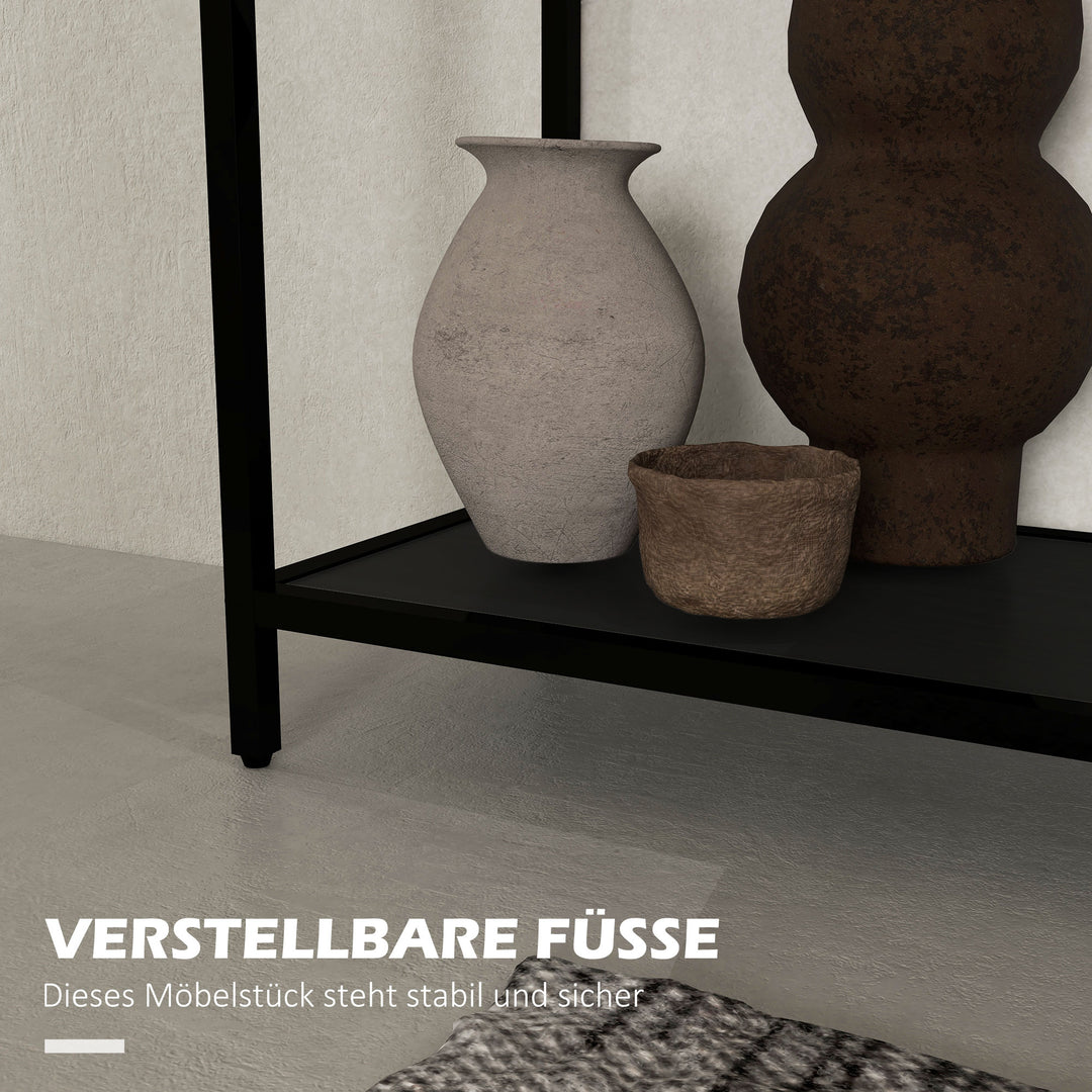 Konsolbord med 2 hylder, entrebord, entrekonsol, sort