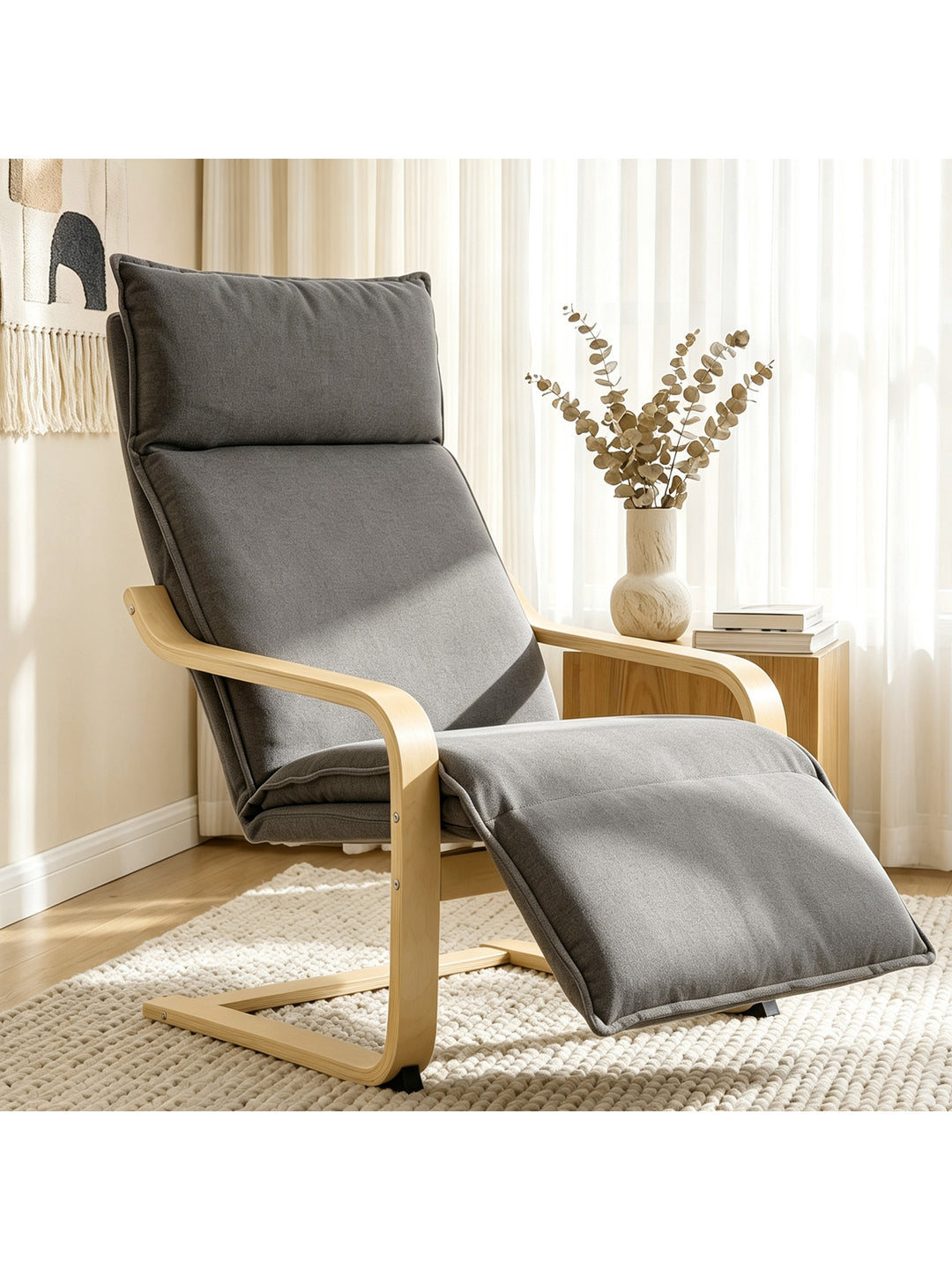 Loungestol, stuestol med fodstøtte, moderne mørkegrå