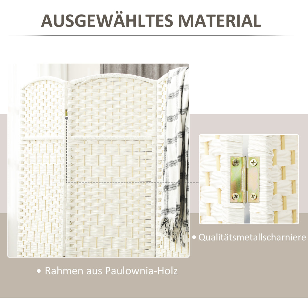 Rumdeler, 4-panels foldbar skillevæg, vævet mønster, fyrretræ, hvid