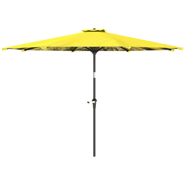 Parasol 300 cm, parasol med håndsving, ottekantet balkonparasol gul