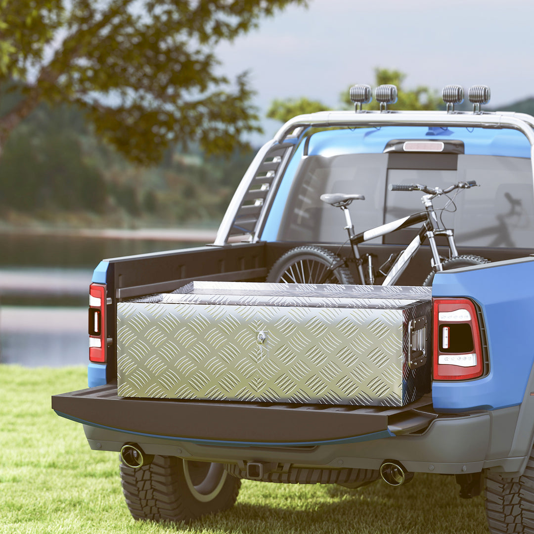 Værktøjskasse, værktøjskasse, med lås, to bærehåndtag, aluminium, 76 x 33 x 25 cm