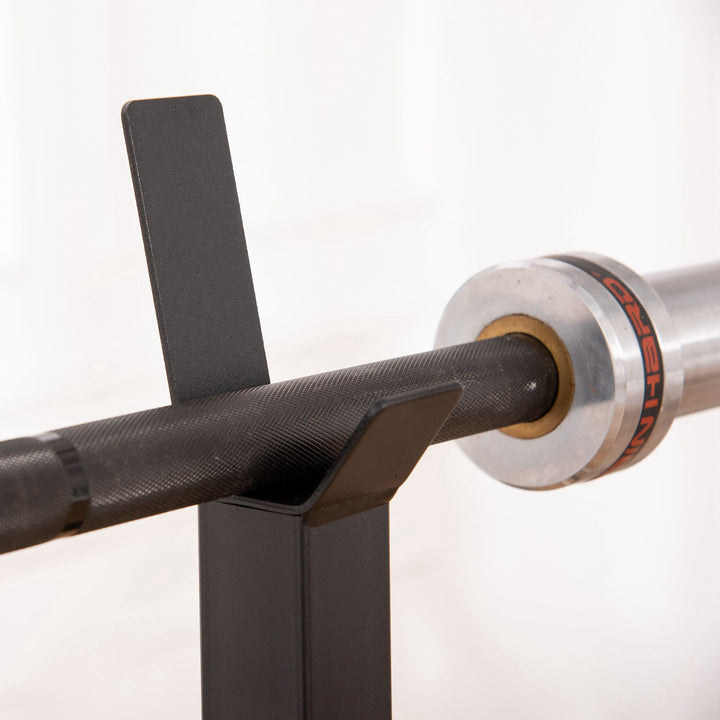 Vægtstangstativ, sæt med 2, lasteevne op til 150 kg, højdejusterbar, stål, hvid+sort, 52 x 48 x 160 cm