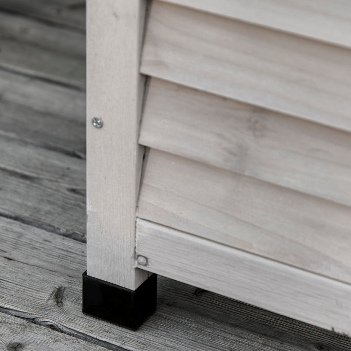 Haveopbevaringskasse, vejrbestandig, åndbar, hyndekasse, opbevaringskasse, grantræ, grå, 127 x 56 x 60 cm