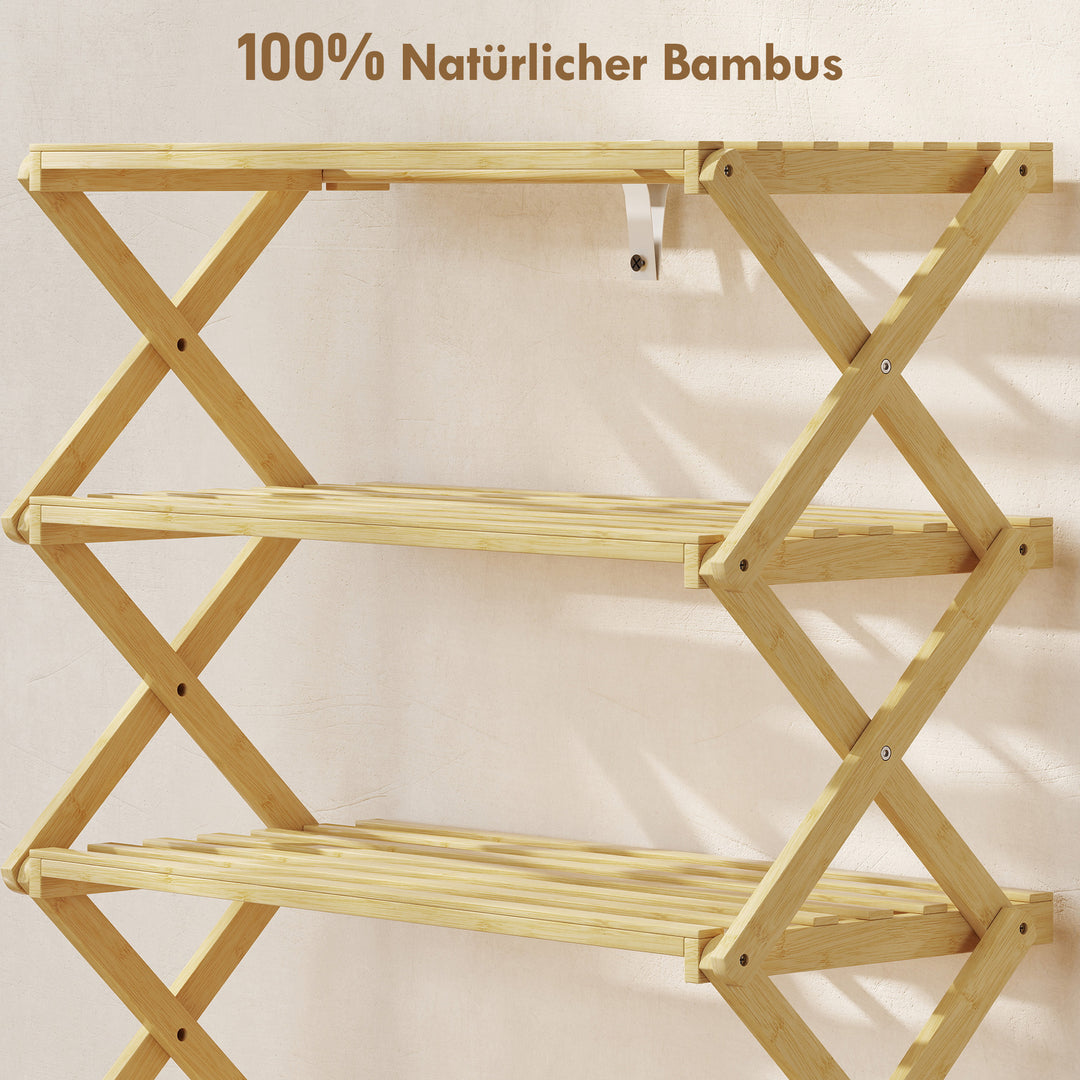 4-etagers skoreol, bambus skoopbevaring, til op til 12 par sko, til entré, gang, 60 x 29 x 67 cm, naturlig
