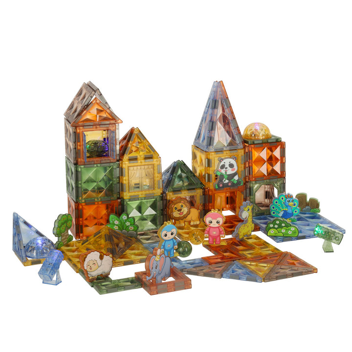 3D-konstruktionsmagnetiske klodser glødende dyrepark