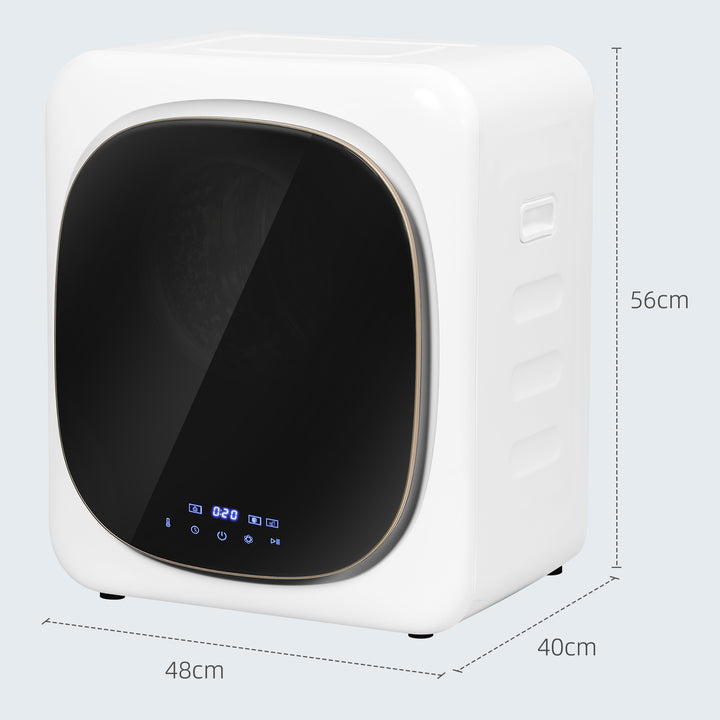 Tørretumbler med uv-desinfektion, kompakt design, 4 kg kapacitet, rustfrit stål, hvid
