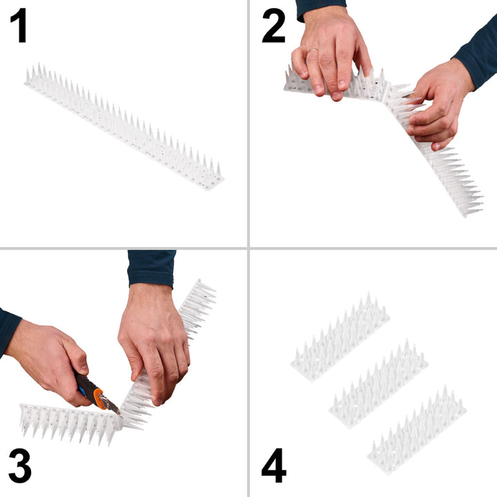 Duespidser, fugleafskrækkende plastik, tæt hvid, 8 el. 43 cm
