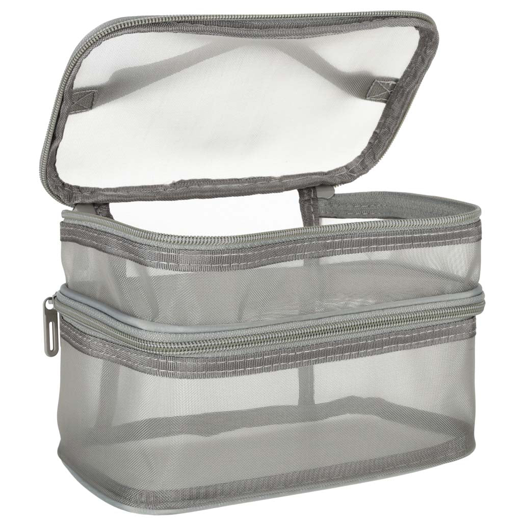 Kosmetik rejsearrangør foldbar stablet organizer til opbevaring af kosmetiktilbehør grå