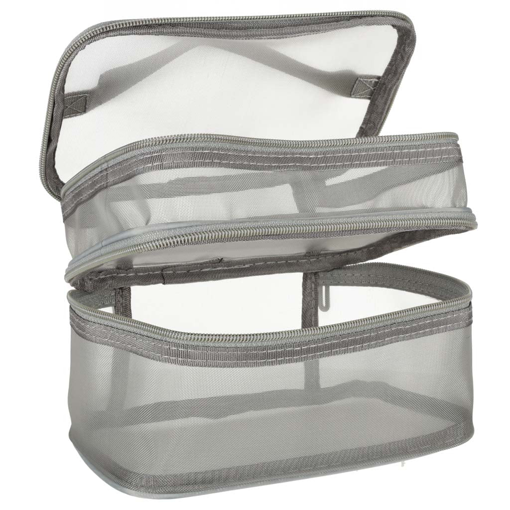 Kosmetik rejsearrangør foldbar stablet organizer til opbevaring af kosmetiktilbehør grå
