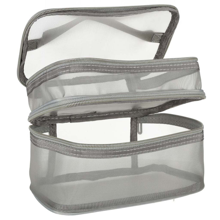 Kosmetik rejsearrangør foldbar stablet organizer til opbevaring af kosmetiktilbehør grå