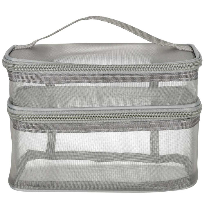 Kosmetik rejsearrangør foldbar stablet organizer til opbevaring af kosmetiktilbehør grå