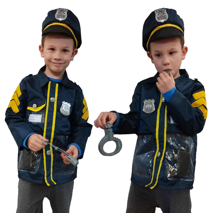 Karnevalskostume politimand håndjern sæt 3-8 år
