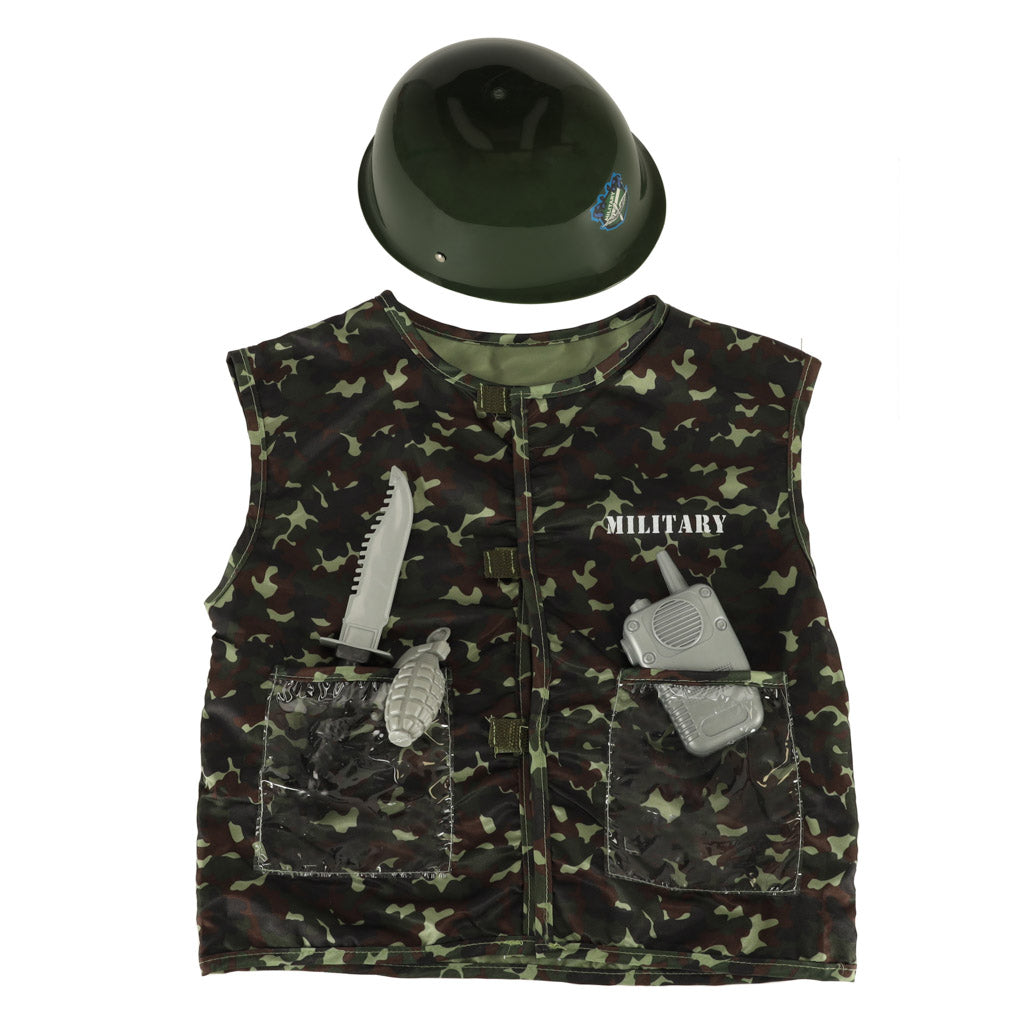 Karnevalskostume med hjelm og soldat 3-8 år