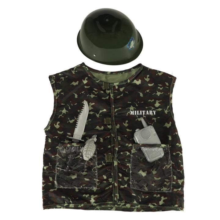 Karnevalskostume med hjelm og soldat 3-8 år