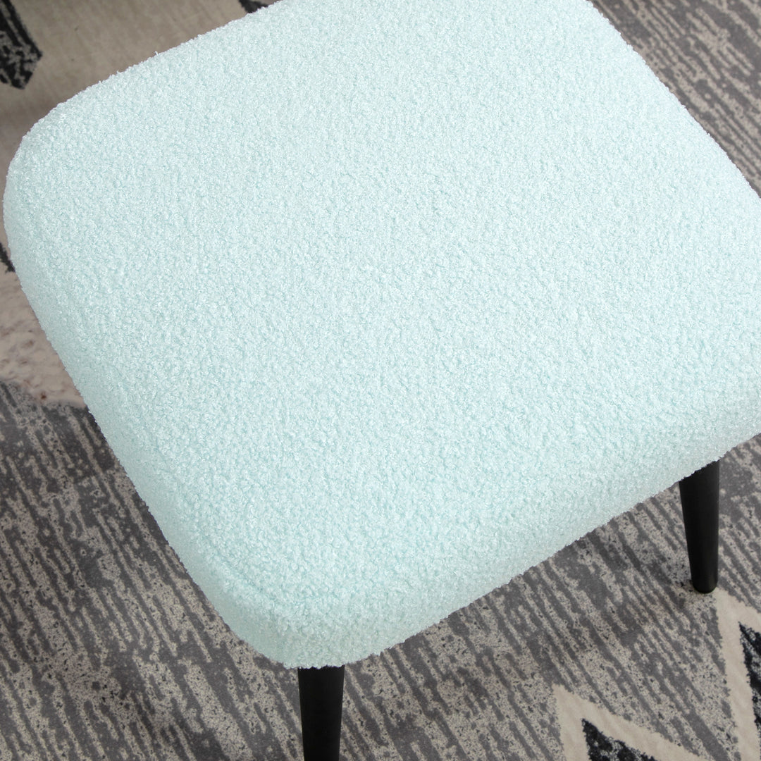 Skammel, fodstøtte, polstret sæde, kashmirlook, stålben, 42 x 42 x 47 cm, lyseblå